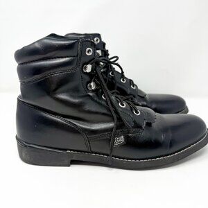 JUSTIN Basics Boots Womens 9.5B Black Leather Ankle Lace Up Roper JBL400 Vintage